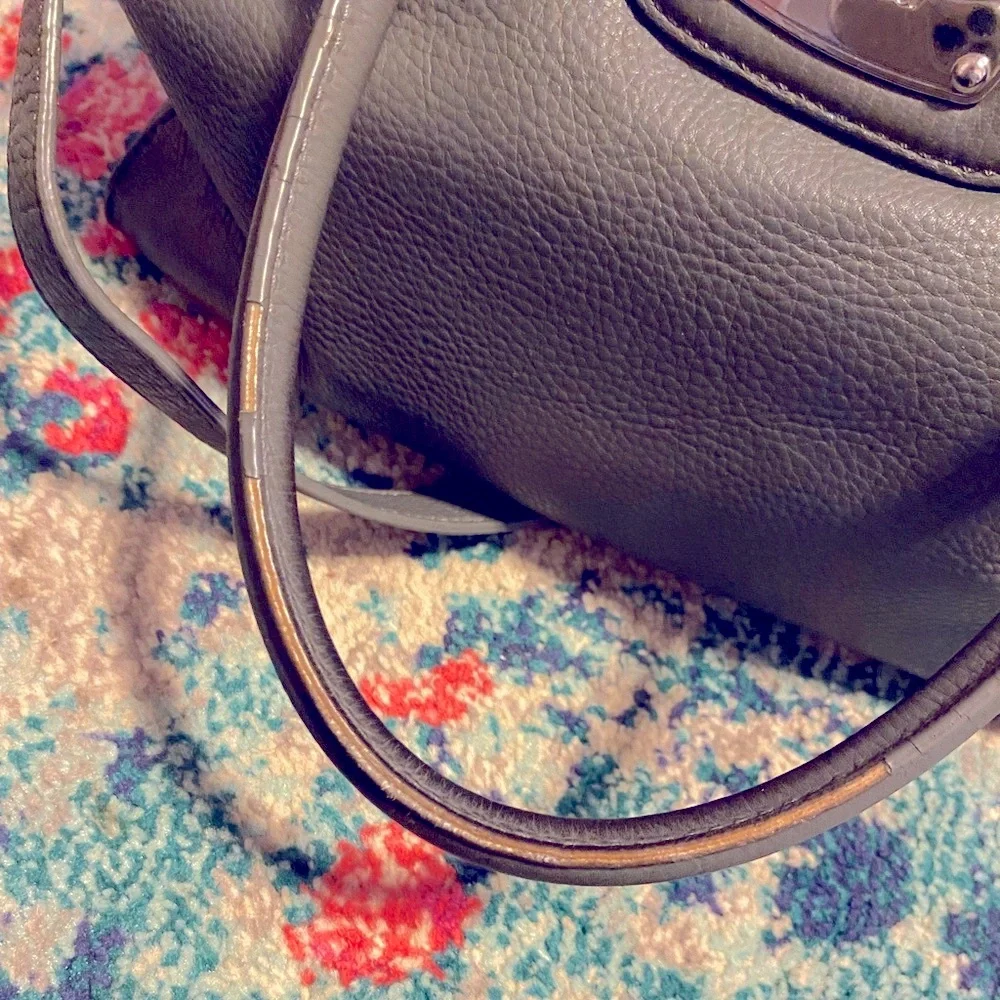 Michael Kors Medium Gray Pebbled Leather Hamilton Handbag 10” x 15”